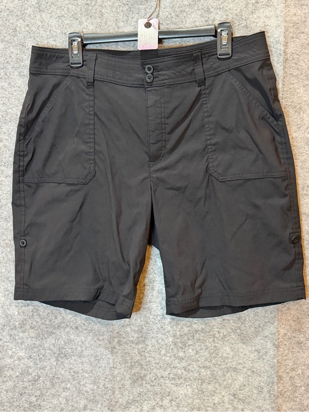Eddie Bauer Black Utility Bermuda Shorts Women’s Hiking Cargo size 14